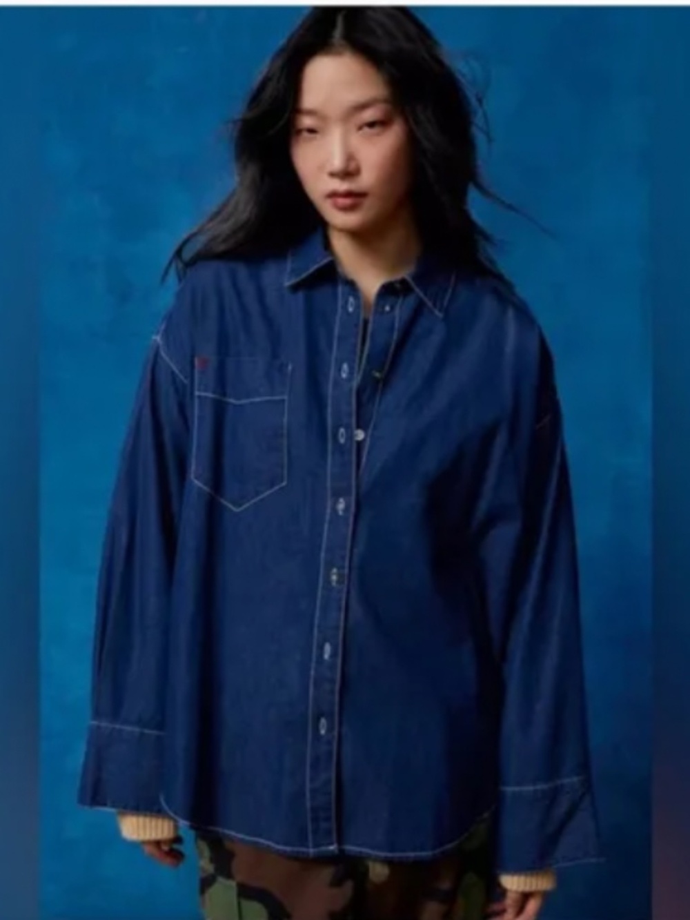 UO BDG Denim Oversized Buttondown Shirt XS NWT